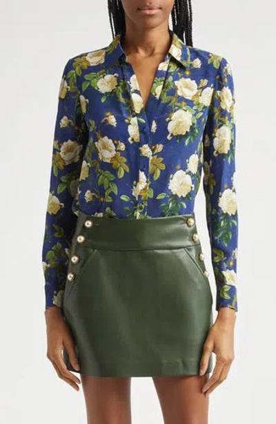 Alice And Olivia Twilight Rose Eloise Button-front Blouse In Multi