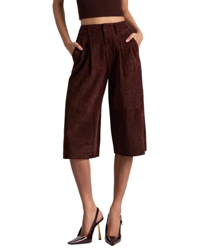 Alice And Olivia Alice + Olivia Eloise Suede Gaucho Pant In Brown