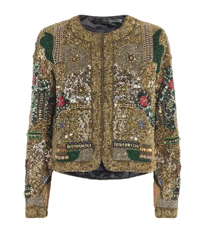 Alice And Olivia Alice+olivia Embellished Kidma Jacket In Gold
