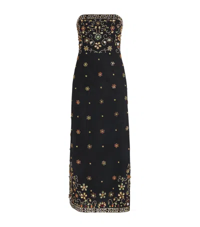 Alice And Olivia Nina Embellished Strapless Dress In Black