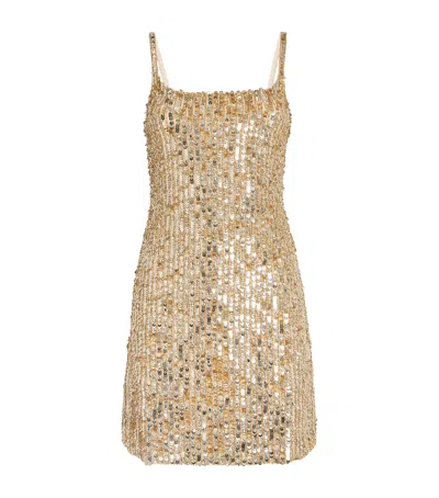 Alice And Olivia Alice + Olivia Nina Sequin Embellished Minidress In Brown