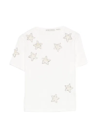 Alice And Olivia Alice+olivia Embroidered Cotton T-shirt In White