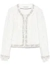 Alice And Olivia Embroidered Short Jacket In White
