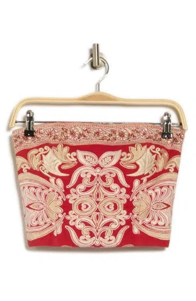 Alice And Olivia Alice + Olivia Embroidered Strapless Cotton Crop Top In Burgundy