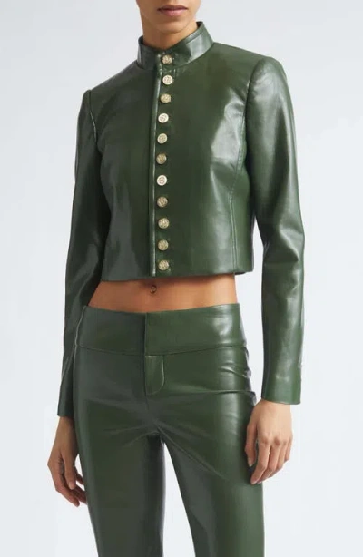 Alice And Olivia Alice + Olivia Emerson Faux Leather Crop Jacket In Green