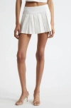 Alice And Olivia Alice + Olivia Emilie Pleated Linen Blend Skort In White