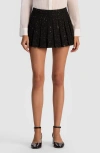 Alice And Olivia Emilie Tweed Box Pleat Mini Skort In Black