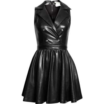 Alice And Olivia Alice + Olivia Emmy Faux Leather Sleeveless Dress In Black