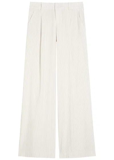 Alice And Olivia Alice + Olivia Eric Pinstriped Linen-blend Trousers In White