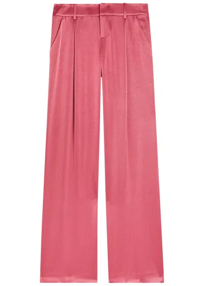 Alice And Olivia Alice + Olivia Eric Wide-leg Satin Trousers In Pink