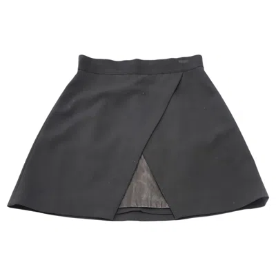 Pre-owned Alice And Olivia Alice + Olivia Ericka Overlap Mini Skirt In Black Polyester