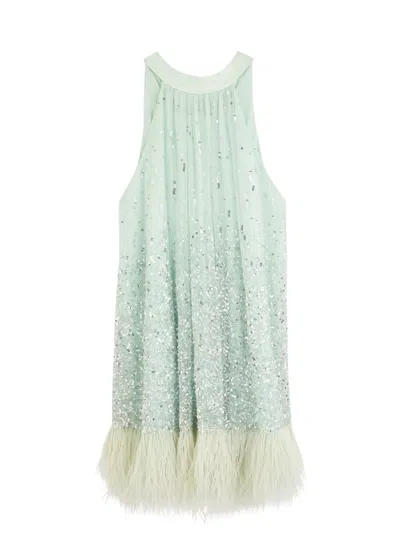 ALICE AND OLIVIA ALICE + OLIVIA ERNA EMBELLISHED FEATHER-TRIMMED TULLE MINI DRESS