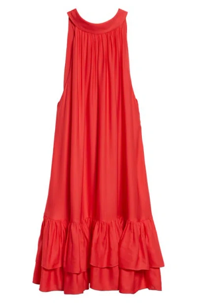 Alice And Olivia Alice + Olivia Erna Ruffle Hem Minidress In Bright Poppy