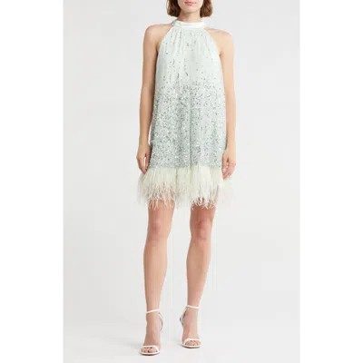 Alice And Olivia Erna Dress Woman In Green Nylon In Multi