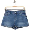 Alice And Olivia Alice + Olivia Ernie Low Rise Buckle Back Denim Shorts In Brooklyn Blue