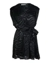 Alice And Olivia Alice + Olivia Essie Tiger-print Mini Wrap Dress In Black Viscose In Black