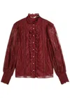 Alice And Olivia Alice + Olivia Eugenia Ruffled Lace Blouse In Red