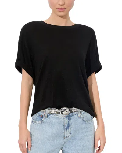 Alice And Olivia Alice + Olivia Evan Oversized Linen T-shirt In Black