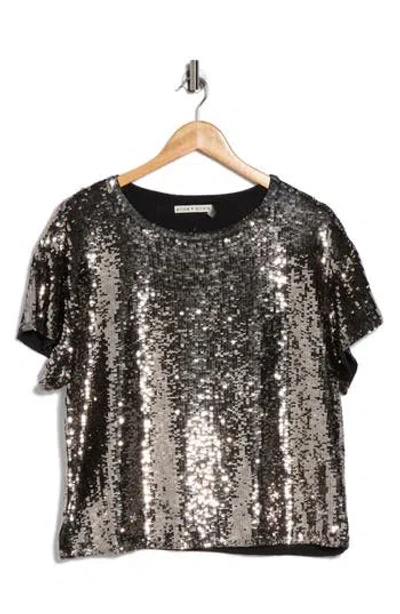 Alice And Olivia Alice + Olivia Evan Sequin Oversize Tee In Gray