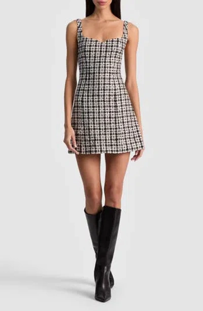 Alice And Olivia Alice + Olivia Eve Sweetheart Neck Tweed Minidress In Black