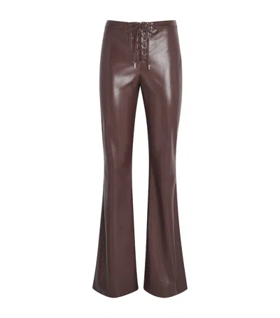 Alice And Olivia Alice+olivia Faux Leather Lace-up Ravyn Trousers In Brown