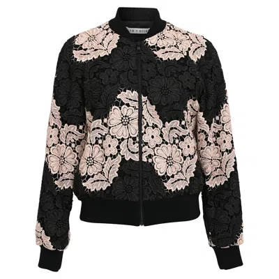 Alice And Olivia Alice + Olivia Felisa Lace Bomber Jacket In Black Polyester