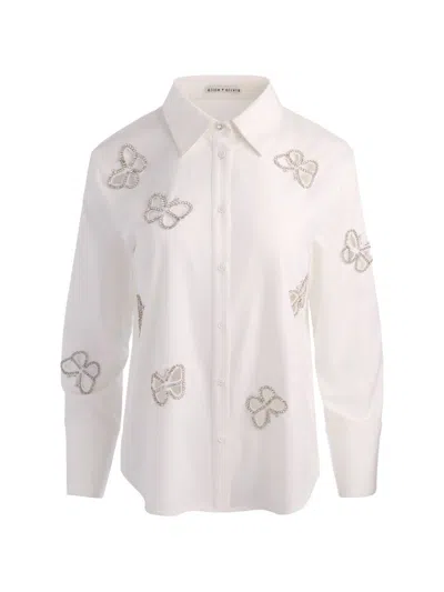 Alice And Olivia Alice+olivia Finely Embellished Shirt In White