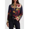 Alice And Olivia Magic Garden Gradient Finely Oversized Long-sleeve Shirt In Black