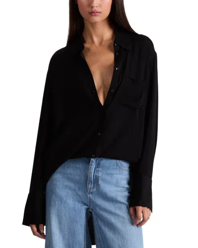 Alice And Olivia Alice + Olivia Finely Oversized Long Button-down Shirt In Black