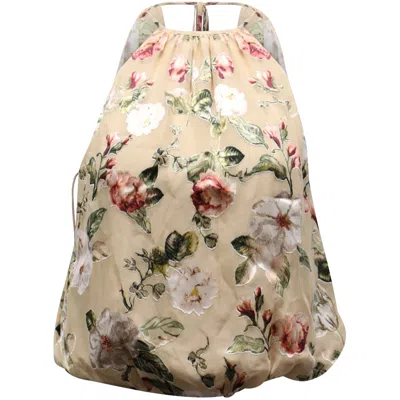 Alice And Olivia Alice + Olivia Floral Halter Neck Blouse In Beige Viscose
