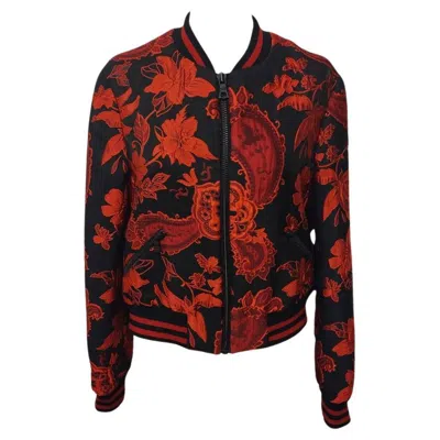 Pre-owned Alice And Olivia Alice + Olivia Floral Jacket Size M In Black