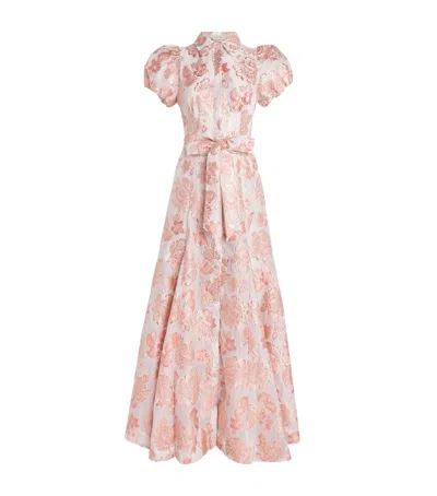 Alice And Olivia Alice+olivia Floral Jacquard Henrietta Maxi Dress In Pink