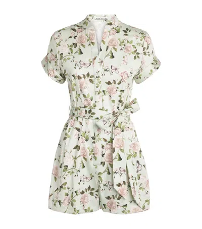 Alice And Olivia Alice+olivia Floral Lucy Playsuit In Green