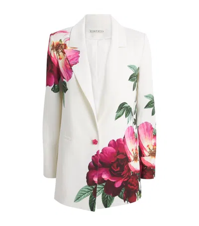 Alice And Olivia Alice+olivia Floral Print Danny Blazer In Ivory