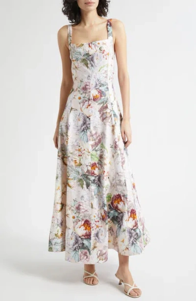 Alice And Olivia Alice + Olivia Floral Print Sleeveless Maxi Dress In Multi