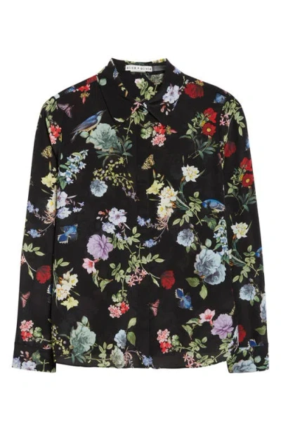 Alice And Olivia Alice + Olivia Floral Silk Button-up Shirt In Multi
