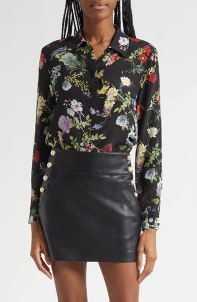 ALICE AND OLIVIA ALICE + OLIVIA FLORAL SILK BUTTON-UP SHIRT