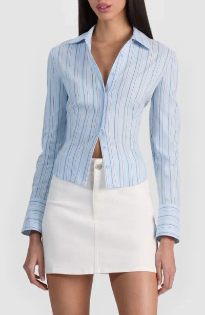 Alice And Olivia Freya Fitted Shirt In Blue