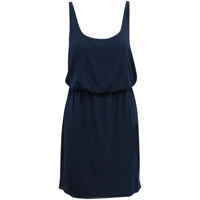 Alice And Olivia Alice + Olivia Gathered Waist Sleeveless Mini Dress In Blue Silk