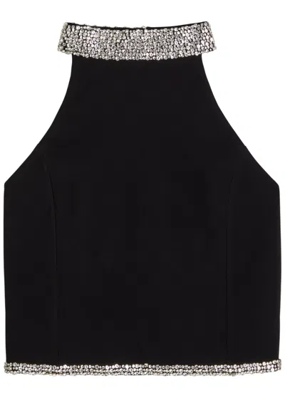 ALICE AND OLIVIA ALICE + OLIVIA GATZ CRYSTAL-EMBELLISHED CREPE CROP TOP
