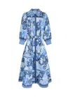 Alice And Olivia Geneva Scroll Symphony Midi Dress In Blue In Blue