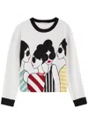 Alice And Olivia Gleeson Stace Face Beaded Sweater In White