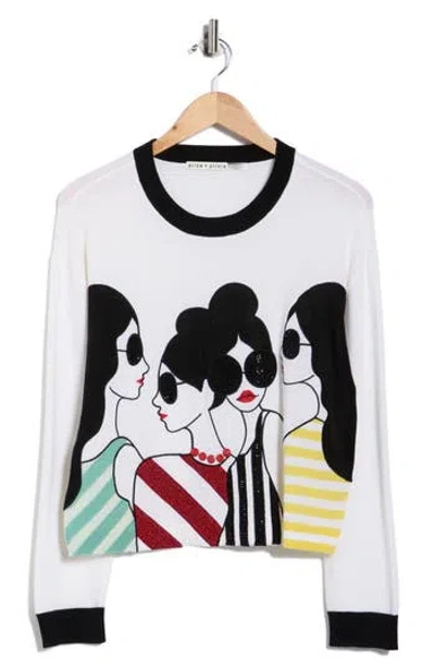 Alice And Olivia Alice + Olivia Gleeson Stace Face Stretch Wool Sweater In White