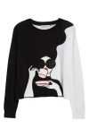 Alice And Olivia Gleeson Stace Face Pullover In Black/soft White Multi