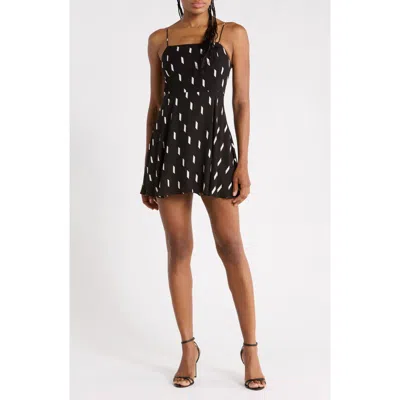 Alice And Olivia Alice + Olivia Glinda Printed Minidress In Ribbon Tape Black Sft White