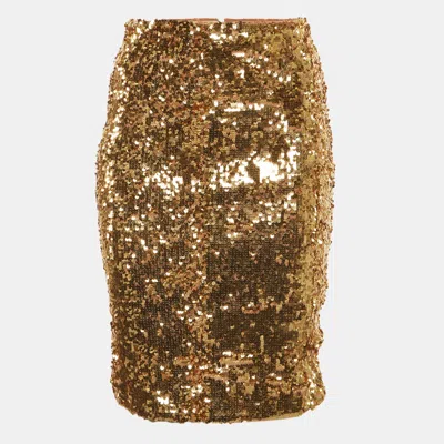 Alice And Olivia Alice + Olivia Gold Sequin Ramos Pencil Skirt