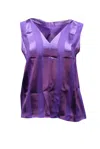 Alice And Olivia Alice + Olivia Gwenda Sleeveless Paneled Tie-neck Tunic Blouse In Purple Silk In Purple