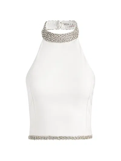 Alice And Olivia Alice+olivia Halterneck Top In White