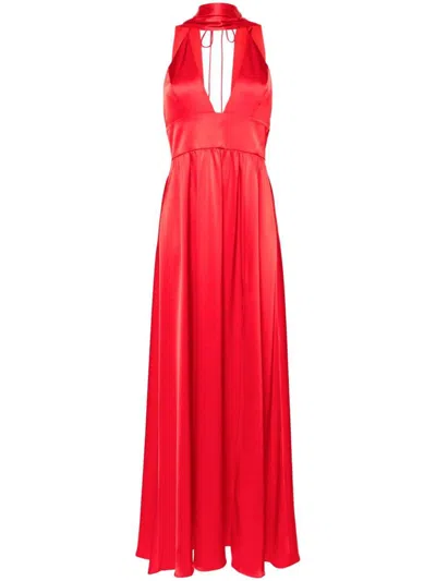 Alice And Olivia Hannah Scarf-detail Maxi Dress In Red