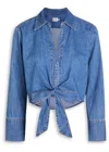 Alice And Olivia Hannon Chambray Top In Blue
